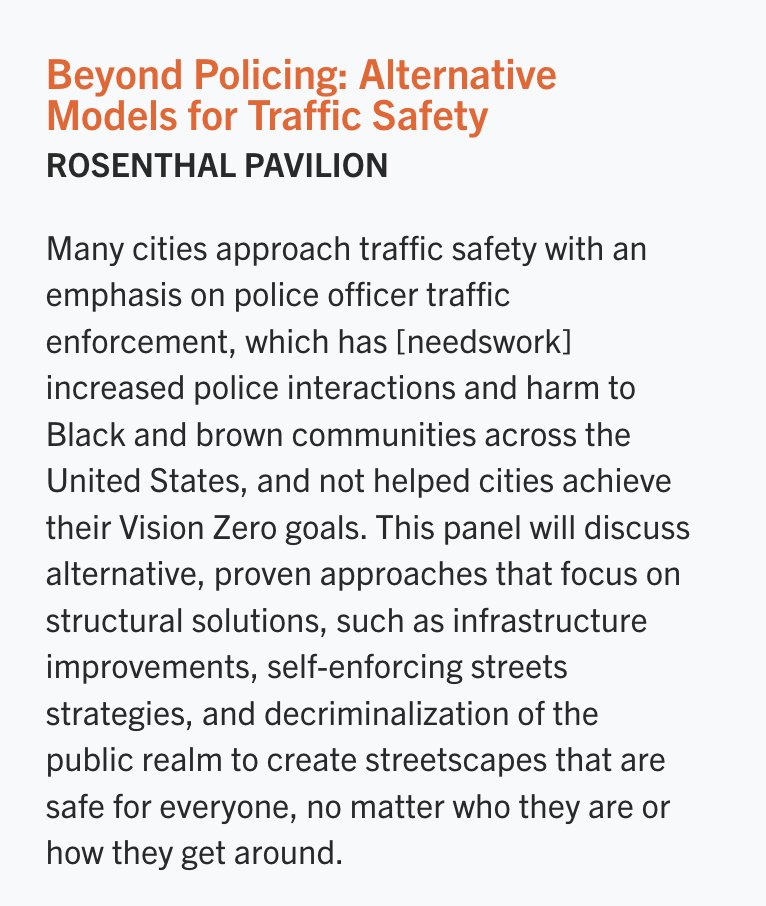 StreetsblogUSA's tweet image. Next up for us at @TransAlt's #VisionZeroCities is Beyond Policing, Alternative Models for Traffic Safety!