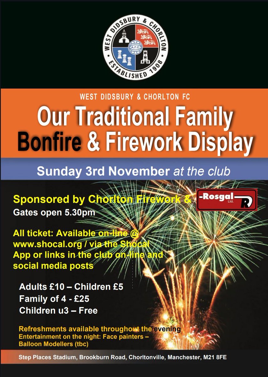 🔥🎇 BONFIRE NIGHT 2024 🎇🔥

Tickets to our 2024 bonfire night and fireworks display are now on general sale, to all.

shocal.org/x/web/vendors/…

Make sure to register / log in first.

Don't sleep on this, it will sell out quickly!