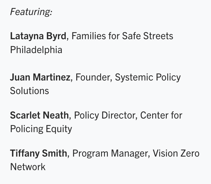 StreetsblogUSA's tweet image. Next up for us at @TransAlt's #VisionZeroCities is Beyond Policing, Alternative Models for Traffic Safety!