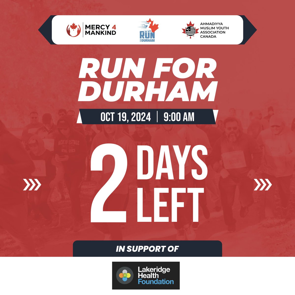 RunForDurham's tweet image. ONLY 2 DAYS LEFT!

3rd Annual RUN FOR DURHAM 

In support of Lakeridge Health Foundation 

Saturday, October 19th at 9 AM

Heydenshore Kiwanis Park In Whitby

Register Now:
raceroster.com/events/2024/84…

#RunForDurham #Mercy4Mankind #Durham