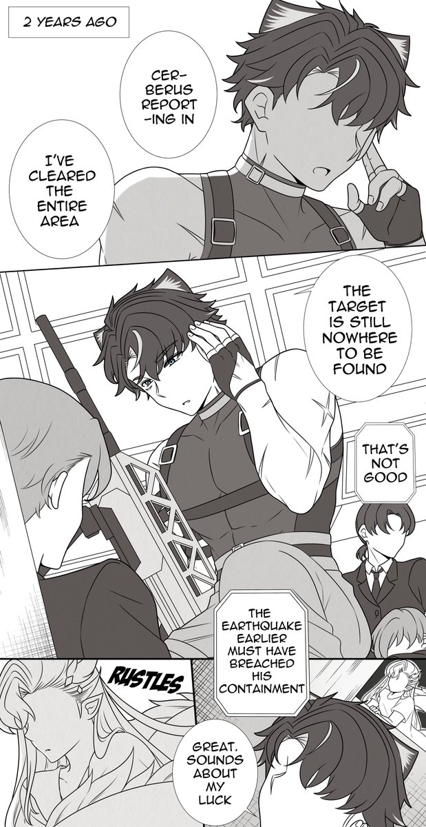 [ ⛓️🌧️ Nightfall Ops AU ] The secret agent who got himself a giant cat (except it's a dragon probably) 🧵1/2  #wriolette #リオヌヴィ 
