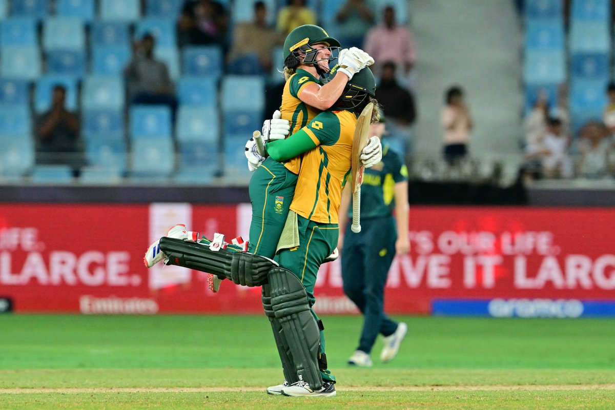 T20WorldCup's tweet photo. The Proteas have pulled off a stunning heist in Dubai to enter the final 🤩

#AUSvSA #T20WorldCup #WhateverItTakes https://t.co/OFMxJKXdz6