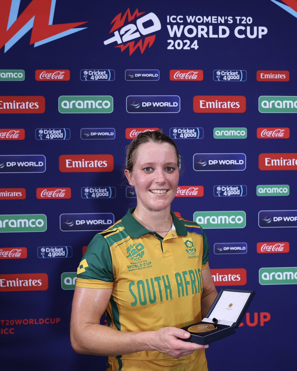 🏅Player Of The Match - Anneke Bosch, delivered a stunning 74* off 48 balls in the #T20WorldCup semi-final, leading the Proteas Women to the final! 🏆🌍🏏

Her brilliance under pressure secured our spot in the championship match. 💪🇿🇦 
What we experienced this evening is a work