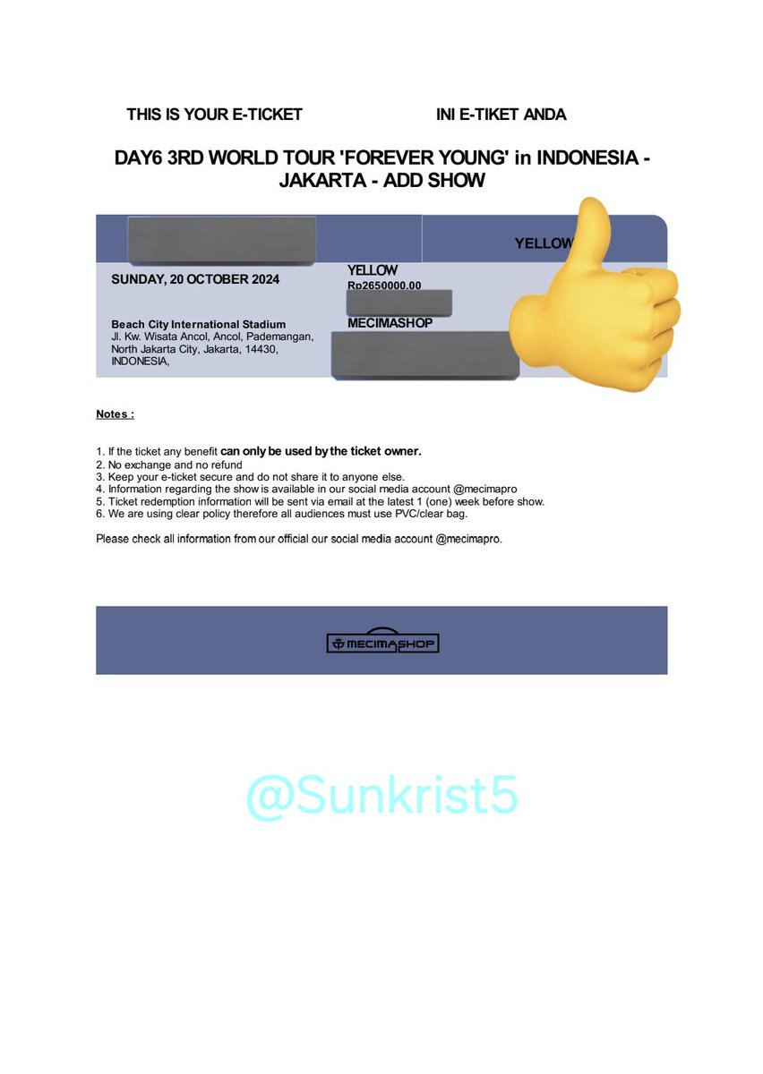 Sunkrist5's tweet photo. [Please help RT]
WTS DAY6 3RD WORLD TOUR FOREVER YOUNG in JAKARTA DAY2
✅1 tix yellow punya sendiri (qn blm ada krn beli di mcmshop)
✅️ undeprice 2.5
✅️ surat kuasa/wb
✅️ dp 50k sisanya di venue
DM https://t.co/GtNvwPmnWt scam!
#wts #DAY6 #DAY6_3RD_WORLDTOUR https://t.co/UyZ27cwqls