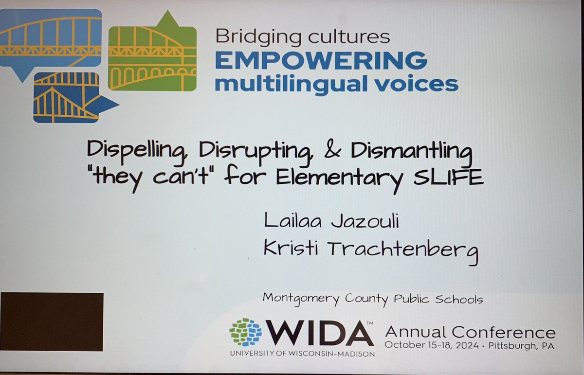 What an honor to facilitate the first breakout session <a href="/WIDA_UW/">WIDA™</a> with my amazing colleague <a href="/LailaaRazJaz/">L Jaz</a>.  <a href="/MCPSDELME/">MCPS DELME</a> #WIDA2024
