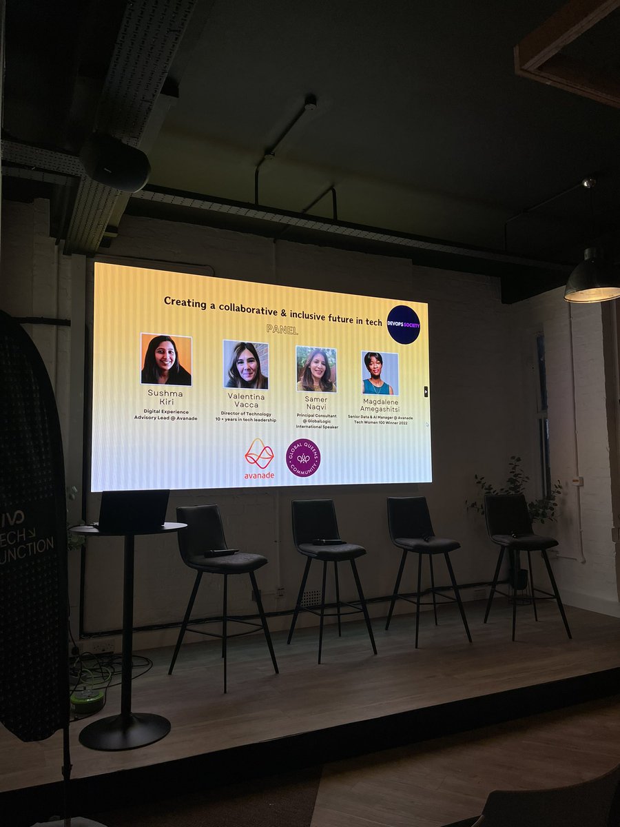 DevOpsNicole's tweet photo. Excited to hear from such inspiring people at the DevOps Society meetup! Collaboration and inclusion are so important, and I’m really looking forward to hearing how we can all do better for the future. #DevOps #InclusiveTech #avanade #globalqueenscommunity ☁️ 💻 https://t.co/Kvok80dmb4