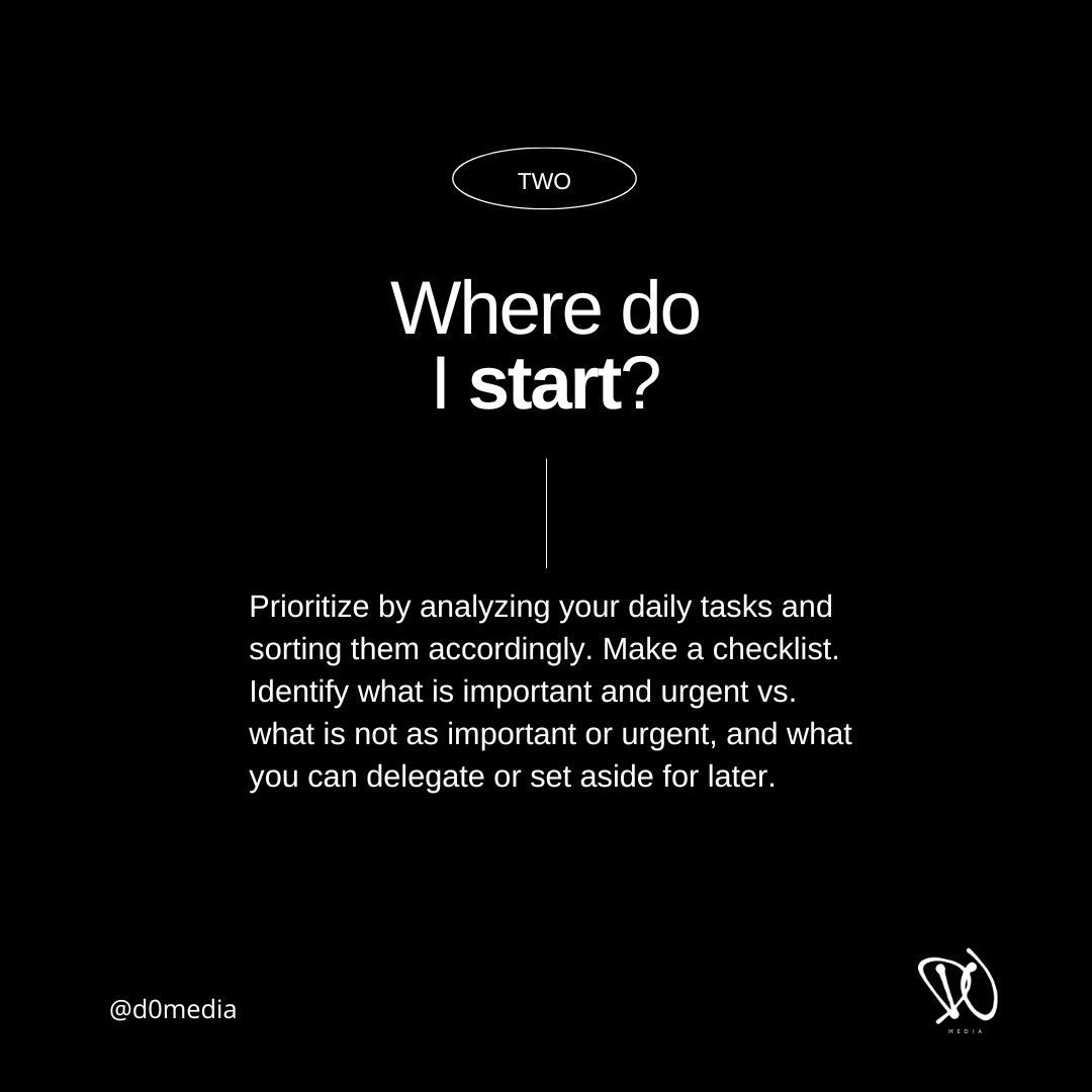 D0Media's tweet photo. Are you overwhelmed by all the things you have to do or have yet to do? Feeling like you’re all over the place and there’s not enough “time” to get them done? Or you just don’t know where to start?…

https://t.co/zxYoTZ68vb

#domedia #timemanagement #purpose #planning #balance https://t.co/5oiYql5YqO
