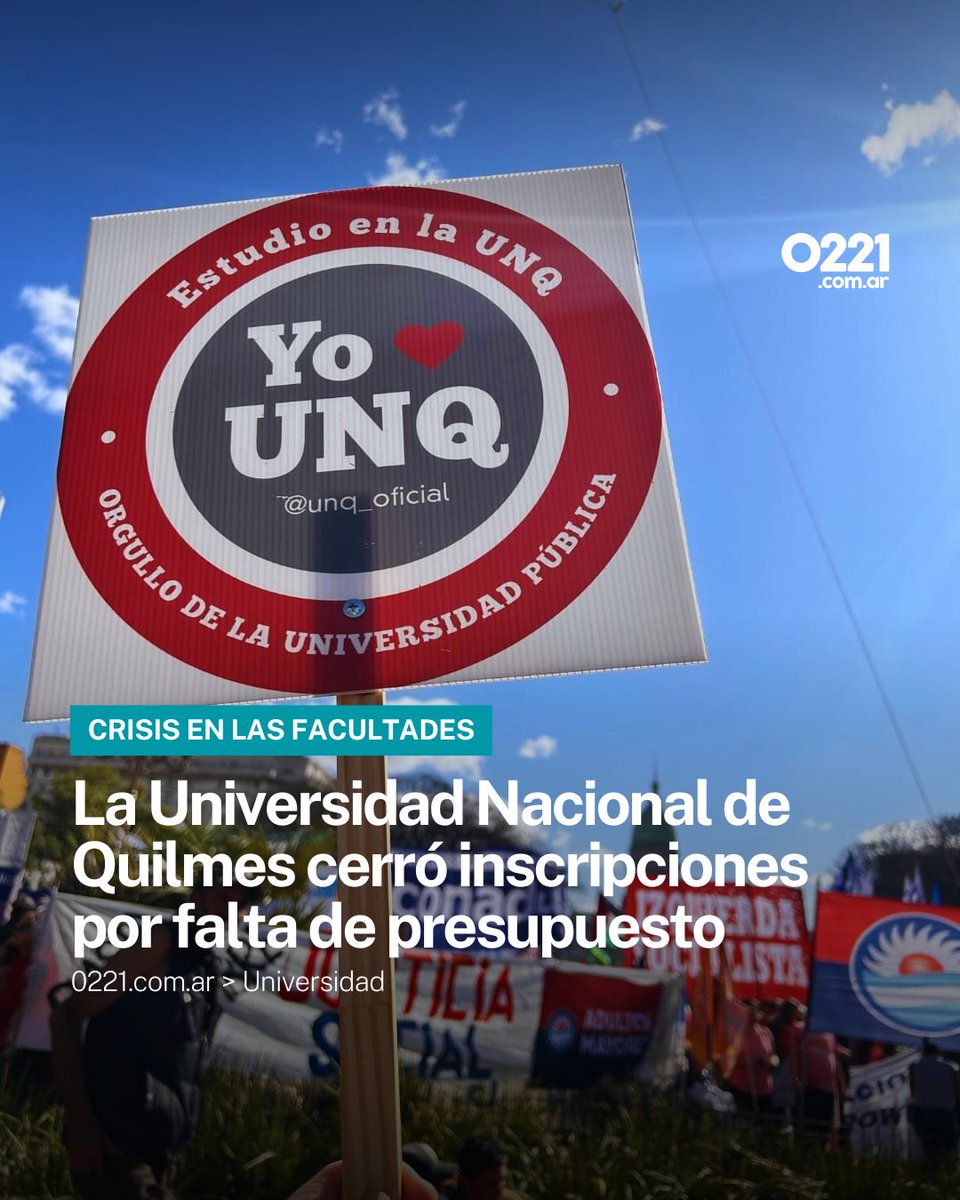 0221comar's tweet photo. #UNQUI SUSPENDIÓ INSCRIPCIONES POR FALTA DE PRESUPUESTO ✖️ Según informó la Universidad Nacional de Quilmes, no inscribirá nuevos estudiantes en las carreras informáticas por falta de presupuesto. 

💻 Las carreras afectadas son la Tecnicatura Universitaria en Programación Informática y la Licenciatura en Informática y aseguraron que se trata de una decisión “no deseada, pero evitable”. 

🗣️ En el comunicado que difundieron en redes explicaron: “La universidad no puede garantizar el acceso en condiciones adecuadas a dichas carreras” y agregaron: “Ambas propuestas académicas del área informática han tenido un crecimiento exponencial. En años previos, las exigencias planteadas por el desarrollo de estas carreras en progreso fueron atendidas con apoyo del Estado Nacional y con el compromiso de recursos propios”.