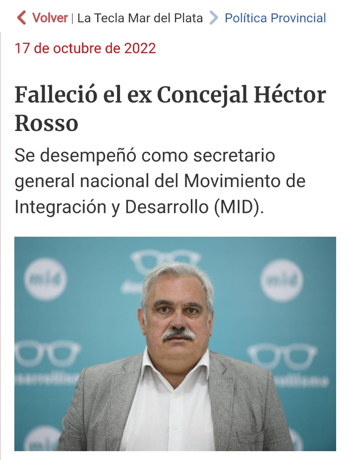 Se cumplen 2 años de la partida de Héctor. Una enorme pérdida para el MID. 
Gran compañero y mejor persona.