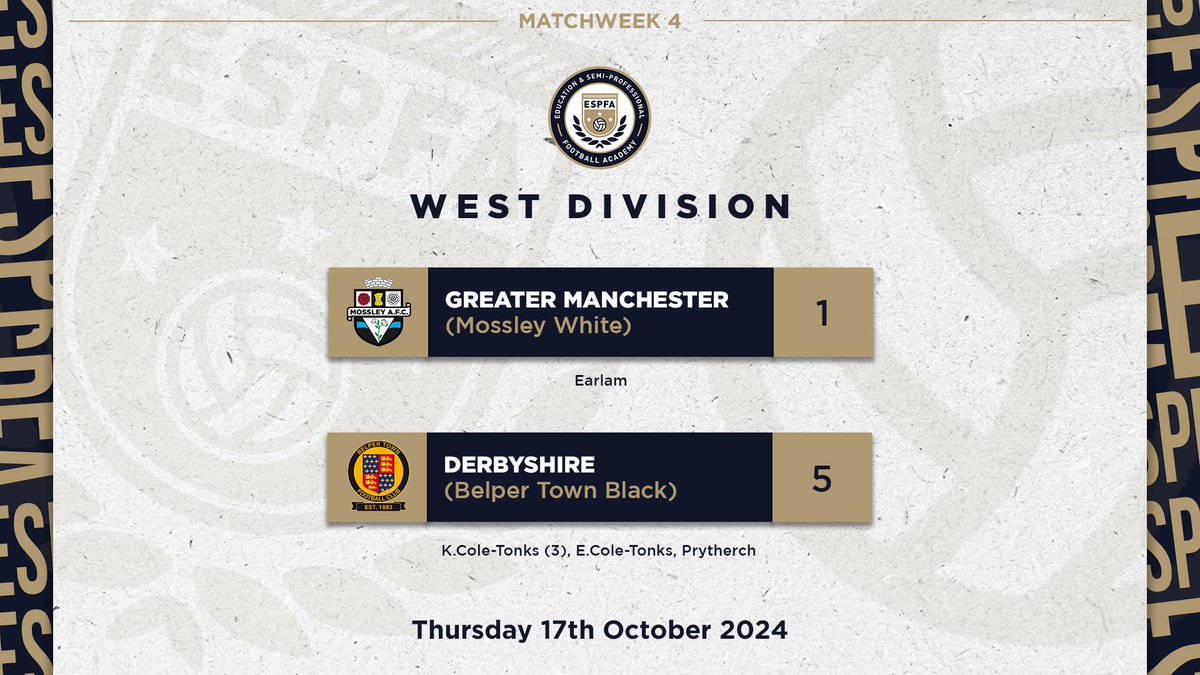 ESPFAcademy's tweet photo. #MatchweekFour | Results and goalscorers - West Division https://t.co/9qbJEbyp3o