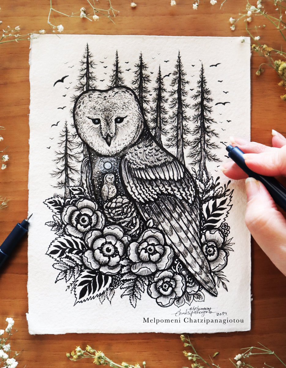 menis_art's tweet photo. Owl Familiar ✨ https://t.co/6z6d6nZemT #drawing #illustration #art #owl #nature #penandink https://t.co/U1jTZ1XVUM