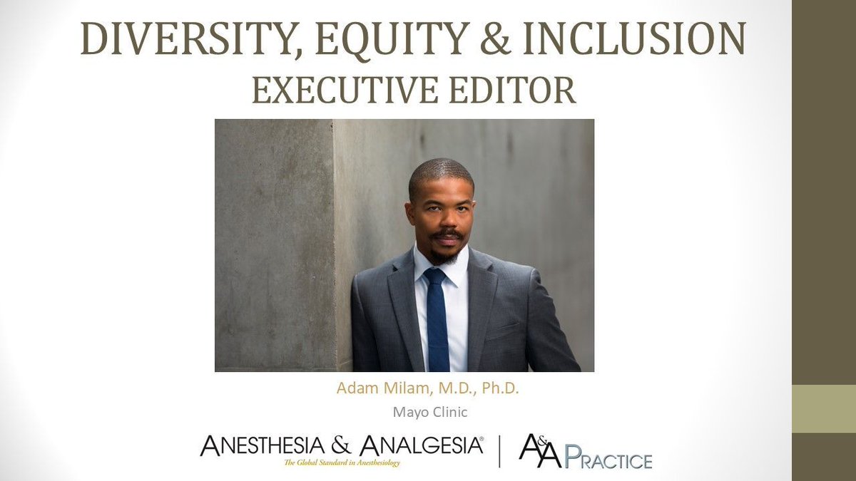 Anesthesia&Analgesia (@iars_journals) on Twitter photo We are excited to announce Adam Milam, M.D., Ph.D. has been selected as the next editor for Diversity, Equity and Inclusion!
<a href="/AJMilamMDPhD/">Adam J. Milam, MD, PhD</a> <a href="/MayoAnesResAZ/">Mayo Clinic Arizona Anesthesiology Residency</a> <a href="/iars360/">IARS360</a> <a href="/MayoClinic/">Mayo Clinic</a>
#DEI We are excited to announce Adam Milam, M.D., Ph.D. has been selected as the next editor for Diversity, Equity and Inclusion!
<a href="/AJMilamMDPhD/">Adam J. Milam, MD, PhD</a> <a href="/MayoAnesResAZ/">Mayo Clinic Arizona Anesthesiology Residency</a> <a href="/iars360/">IARS360</a> <a href="/MayoClinic/">Mayo Clinic</a>
#DEI