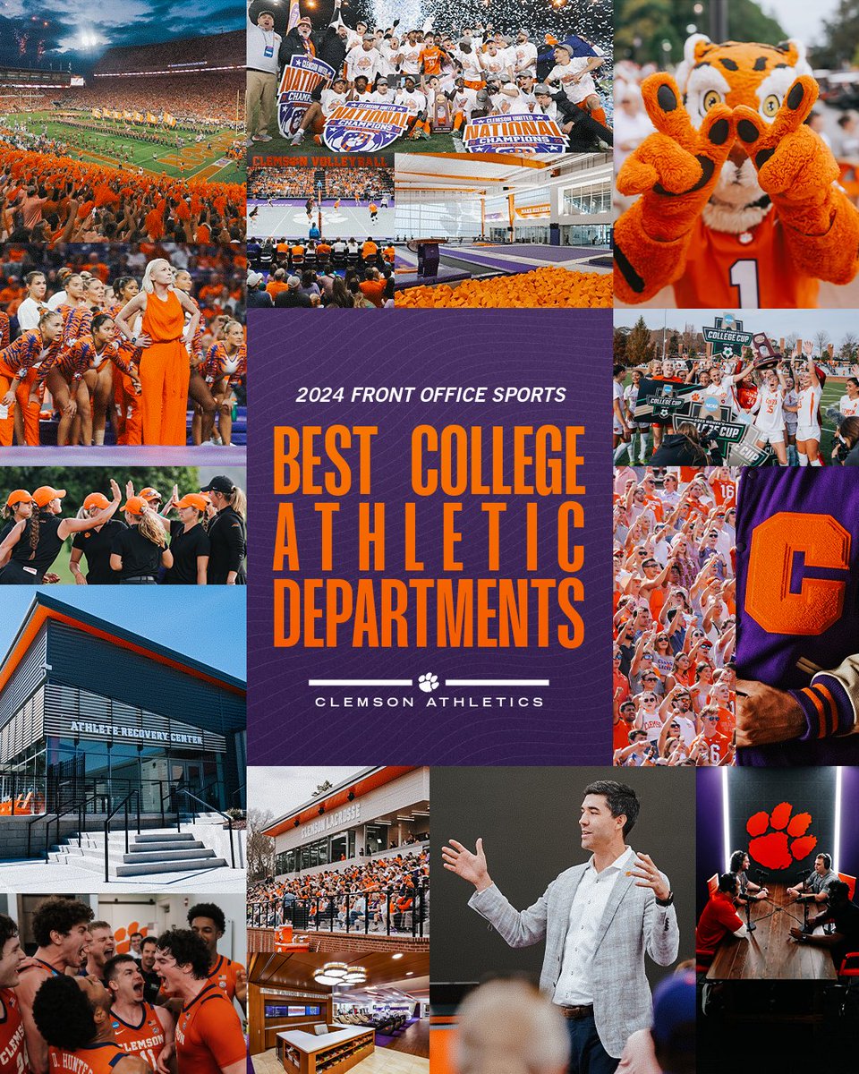 Clemson Athletics (@clemsontigers) on Twitter photo Best is the Standard! 🐅🧡
<a href="/FOS/">Front Office Sports</a> has just named Clemson one of the nation’s best college athletic departments in 2024! Best is the Standard! 🐅🧡
<a href="/FOS/">Front Office Sports</a> has just named Clemson one of the nation’s best college athletic departments in 2024!