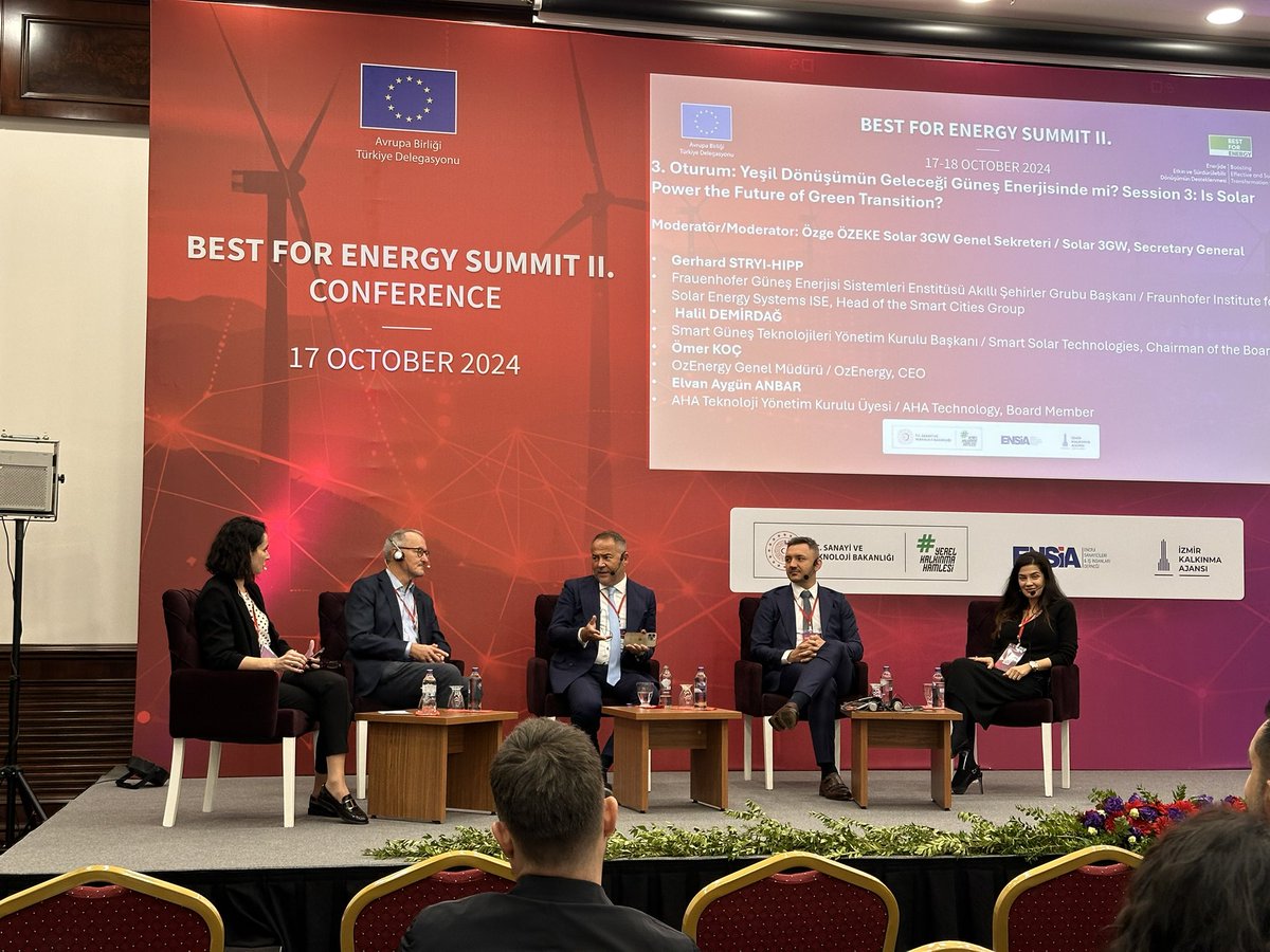 medayioglu's tweet photo. İzmir’de 2’nci durağımız Best For Energy Summit Conference. Oturumun konusu: Yeşil dönüşümün geleceği güneş enerjisinde mi? @ensiatr @izmirkalkinma 
@mehmetkara2007 https://t.co/abTQQ7OisW