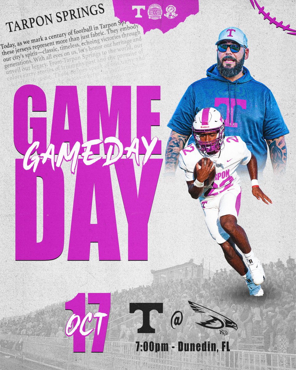 WE’RE BACK‼️

⏰ 7:00pm
🆚 Dunedin
👚 Wear Pink
📍 Dunedin High School
🎟️ gofan.co/event/1620222

#TarponPride #Spongers100