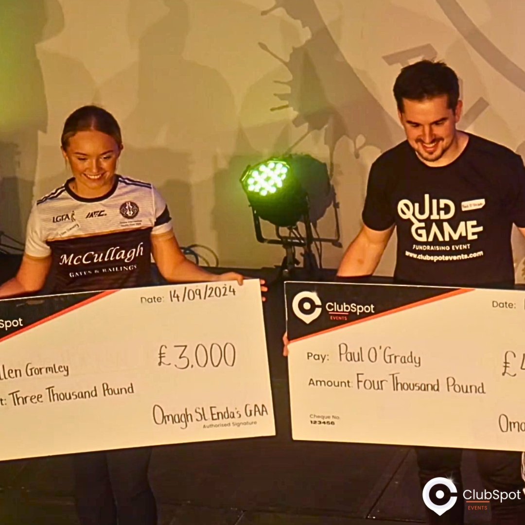 Clubspotevents's tweet image. An unforgettable evening at the @omaghstendas Quid Game Event β¨ π₯
Huge congrats to all participants and special shout out to our fantastic MCs who added so much energy and fun to the show!
Curious about the Quid Game Fundraiser? Reach out to us at +353 87 624 9398 π