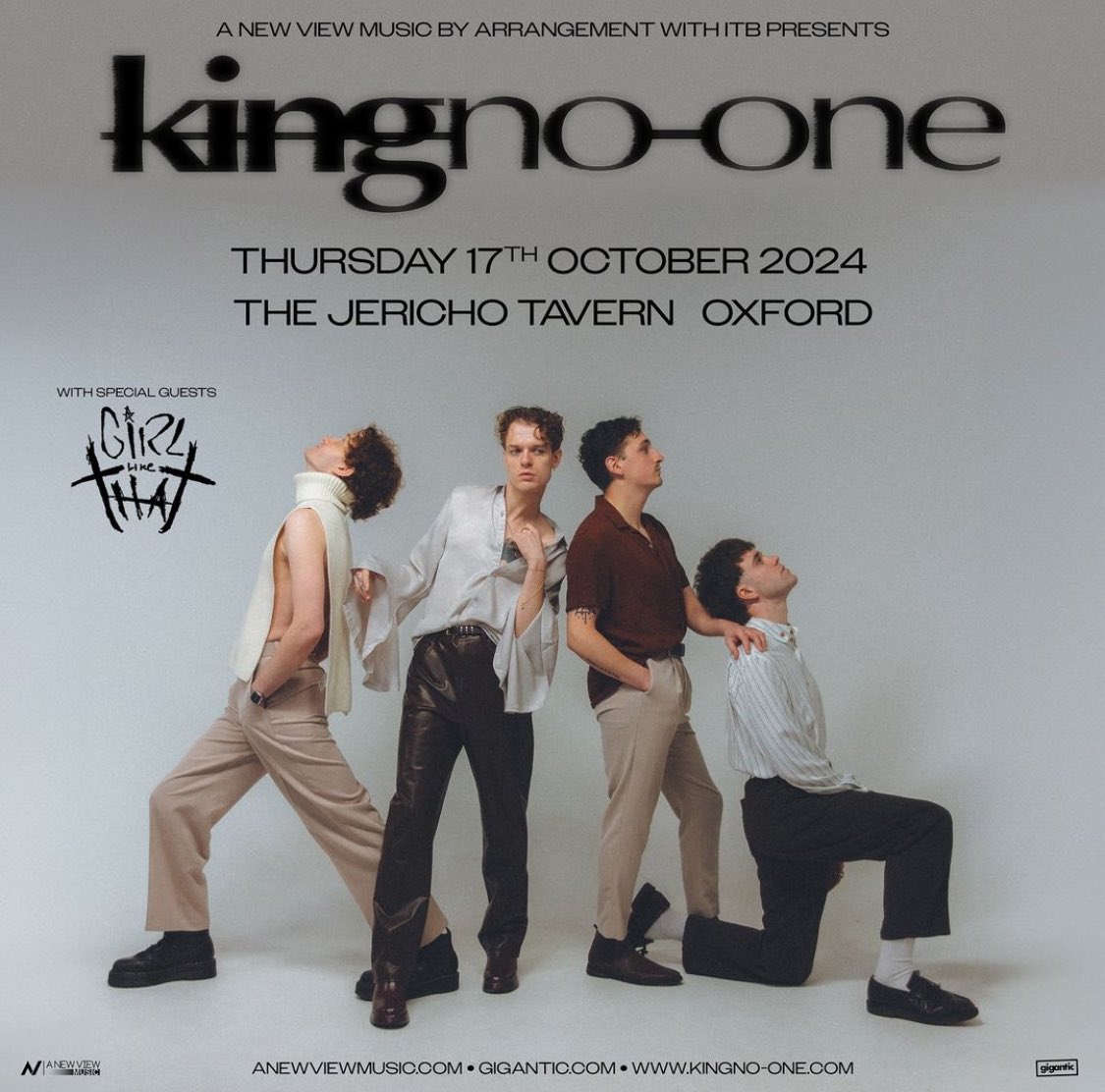 King No-One Updates (@knoupdates) on Twitter photo Today <a href="/KNOinnit/">๐ค๐ข๐ง๐ ๐ง๐จ-๐จ๐ง๐</a> are performing at <a href="/Jericho_Tavern/">The Jericho Tavern</a>, Oxford!
Tickets: seetickets.com/event/king-no-โฆ
Doors: 7pm
Support: Girl Like That Today <a href="/KNOinnit/">๐ค๐ข๐ง๐ ๐ง๐จ-๐จ๐ง๐</a> are performing at <a href="/Jericho_Tavern/">The Jericho Tavern</a>, Oxford!
Tickets: seetickets.com/event/king-no-โฆ
Doors: 7pm
Support: Girl Like That