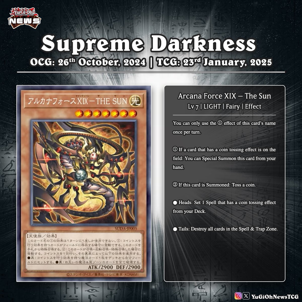 The Supreme Darkness set is bringing new  Arcana Force support, and for the first time ever, this archetype is  getting an Extra Deck monster Translation: YGOrganization # #YuGiOh  #