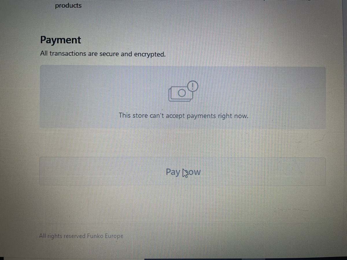 TiggerishJen's tweet photo. @FunkoEurope Says you can’t receive payments right now? https://t.co/qcxHoOi0qk