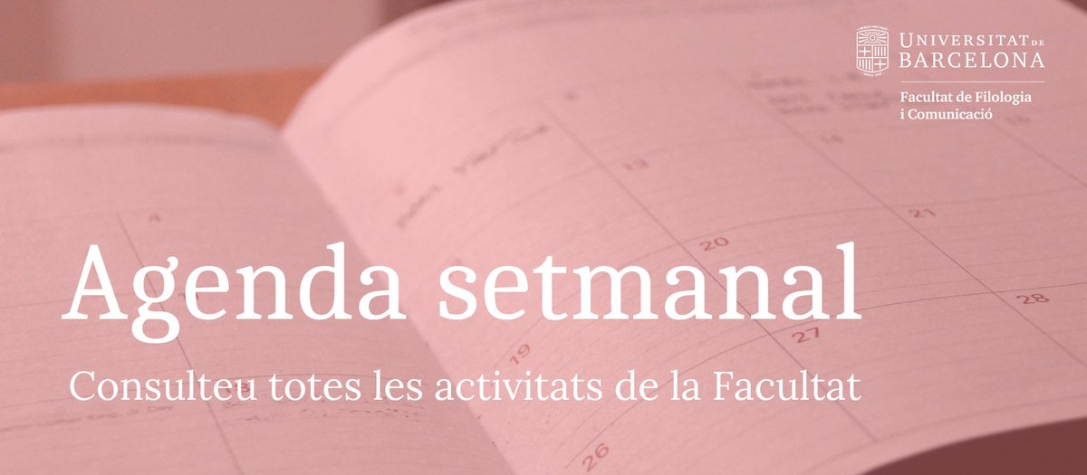 FilComUB's tweet photo. #Agenda | Ja teniu disponible l’agenda d’activitats de la setmana vinent a la #FilComUB 

👉 Accés: https://t.co/BY67OxX3vY https://t.co/vpq2EEkL6O