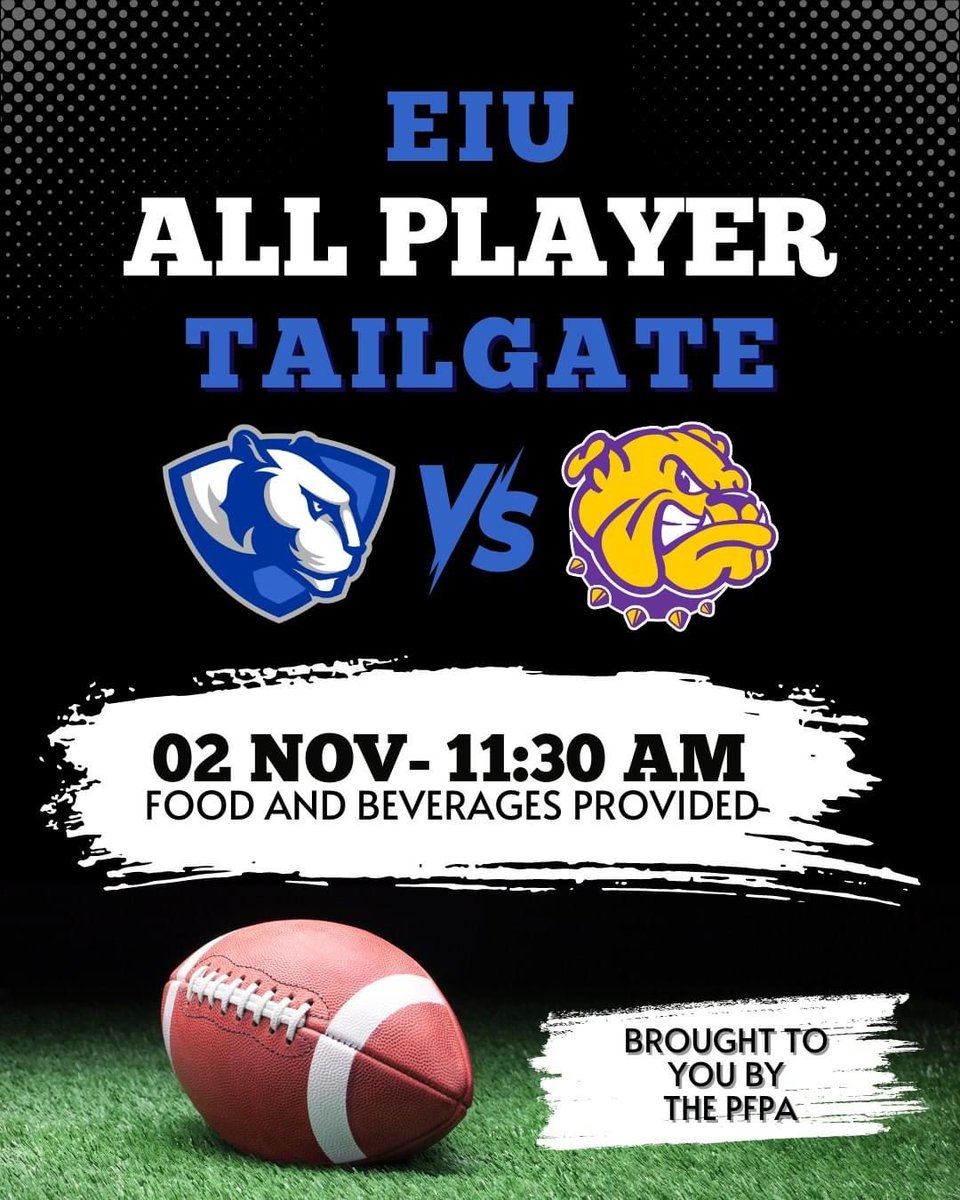 🚨CALLING ALL EIU FOOTBALL ALUMNI🚨

EIU All Player Tailgate hosted by <a href="/pfpaeiu/">PFPAEIU</a> 
🆚Western Illinois
🗓️Saturday - November 2, 2024
⏰Tailgate starts @ 11:30 AM
🏈Kickoff @ 2:00 PM

#WeNotMe | #BleedBlue