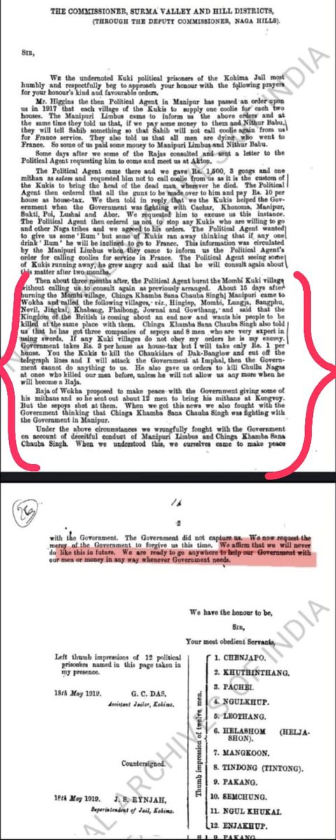 Facts of #AngloKukiWar by #Kuki prisoners.

Rebellion itself was led by  Chingakham Sanachaoba, a #Meitei who revolted against the #Manipur King, who threatened #Kukis to obey his orders or get thrown out from the Kingdom #Manipur. If they obeyed, he will lower the tax to Rs 1.