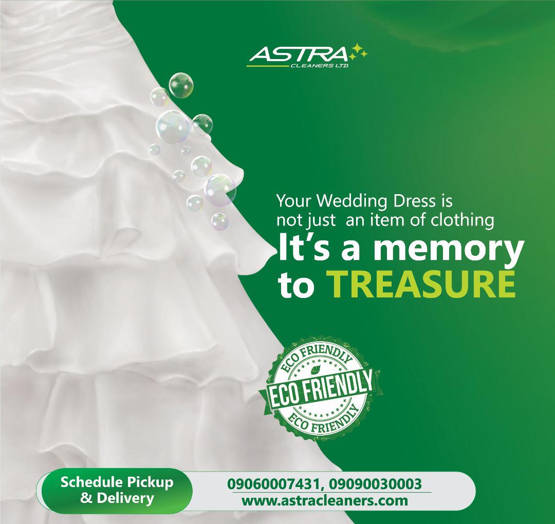 If you are interested in getting your wedding gown cleaned, please contact us directly on 090 900 30003 or email us on Info@astracleaners.com

#womenempowerment #weddingnigeria #wedding #weddingdress #women #wifetobe #lagosfashion #lagos #nigerianfashion #nigerians