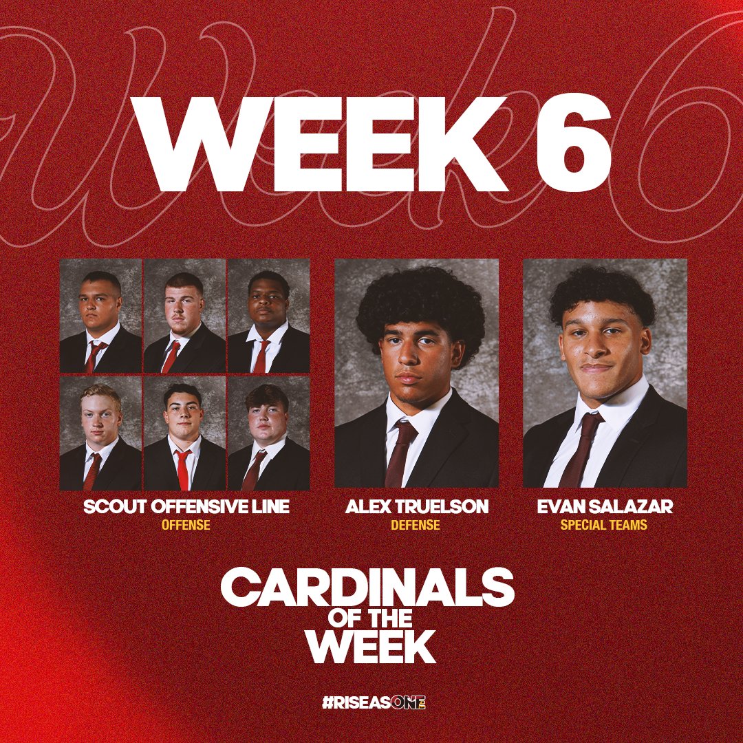 SjfFootball's tweet image. Congratulations to our Cardinals of the Week for Week 6!
#RiseAsONE #CardinalCode