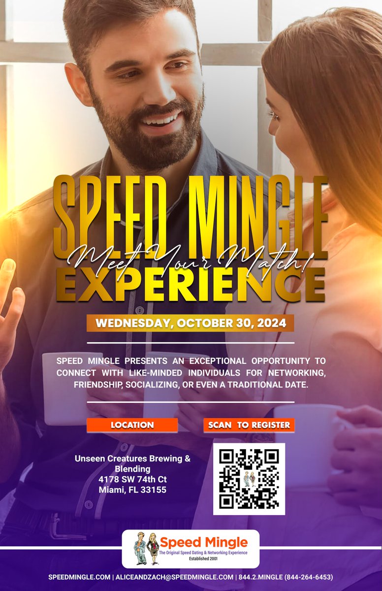 the_brad_peters's tweet image. Join us for our Speed Mingle Networking Experience on Wednesday, October 30th at Unseen Creatures Brewing &amp;amp; Blending. Get your tickets now - zurl.co/2ndV #MiamiNetworking #SpeedMingle #BusinessNetworking #SocialNetworking #MiamiEvents