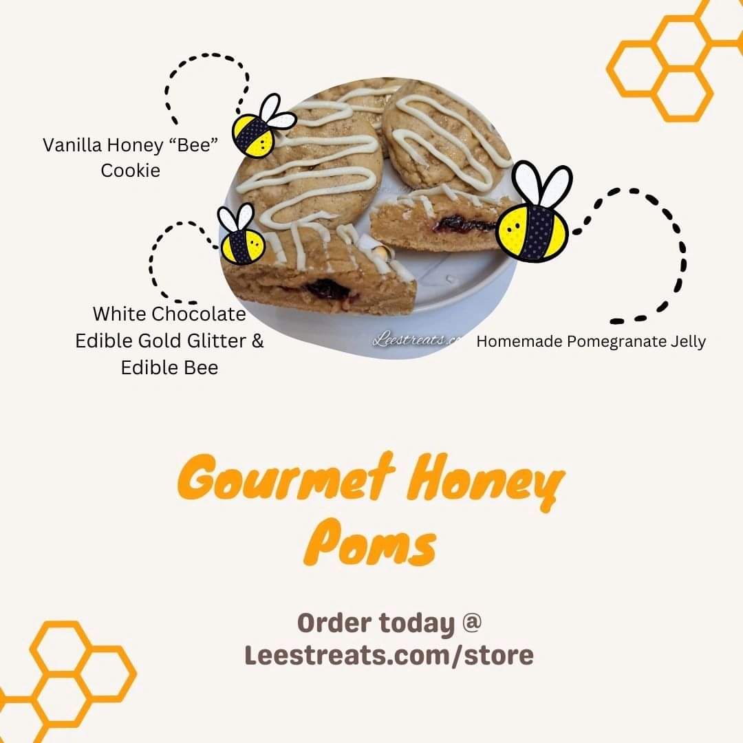 leestreats's tweet image. Gourmet Honey Poms are a delightful fusion of sweetness and crunch that will elevate any snack time. Treat yourself to a taste sensation that’s as unique as it is delicious! Leestreats.com/store #honeypomegranate #leestreats #madefreshdaily