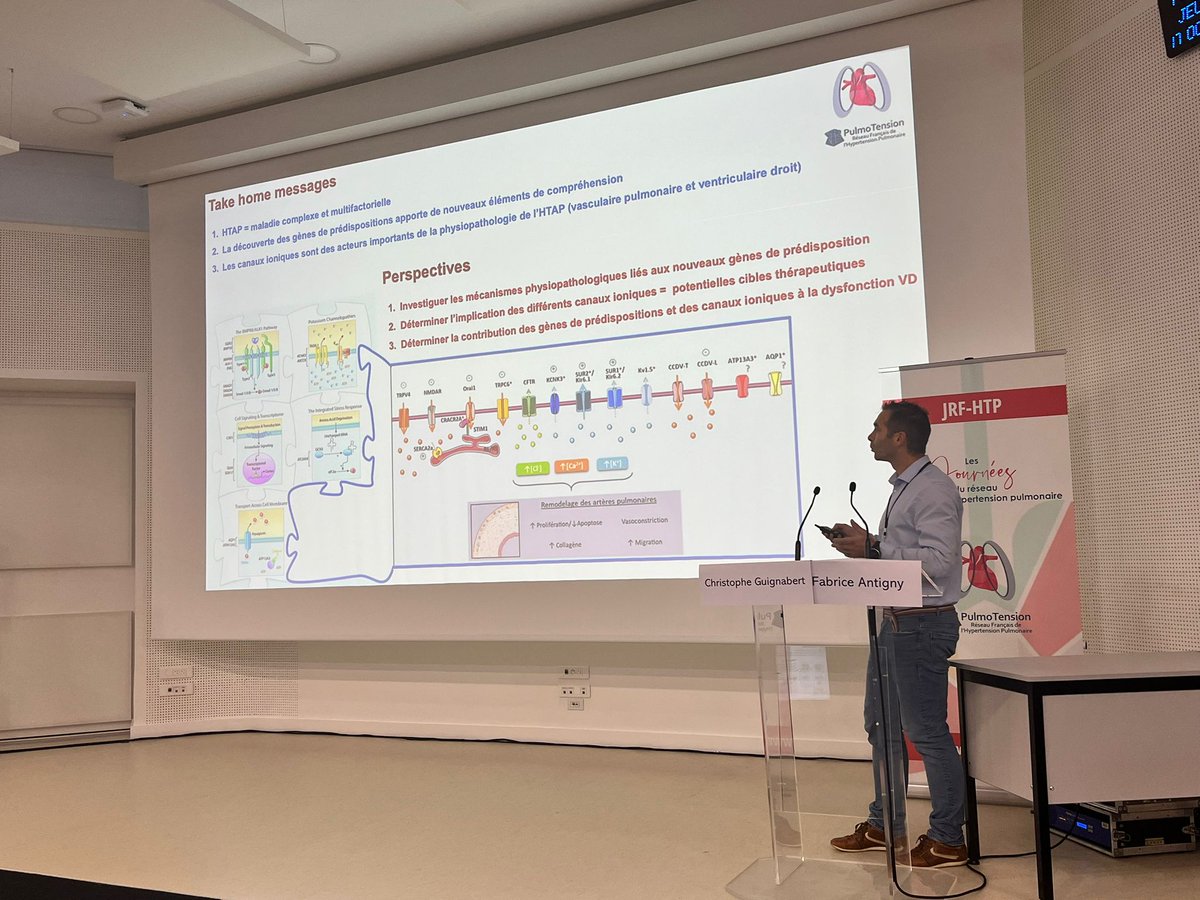 FSMR - RespiFIL 🫁 (@respifil) on Twitter photo Fabrice Antigny aborde les travaux de <a href="/InsermU999/">InsermU999</a> sur les dernières découvertes #génomiques liées à l’hypertension pulmonaire : i.e, le dysfonctionnement de canaux calciques soupçonnés comme cause de l’#HTAP et le développement de nouvelles stratégies #thérapeutiques cohérentes. Fabrice Antigny aborde les travaux de <a href="/InsermU999/">InsermU999</a> sur les dernières découvertes #génomiques liées à l’hypertension pulmonaire : i.e, le dysfonctionnement de canaux calciques soupçonnés comme cause de l’#HTAP et le développement de nouvelles stratégies #thérapeutiques cohérentes.