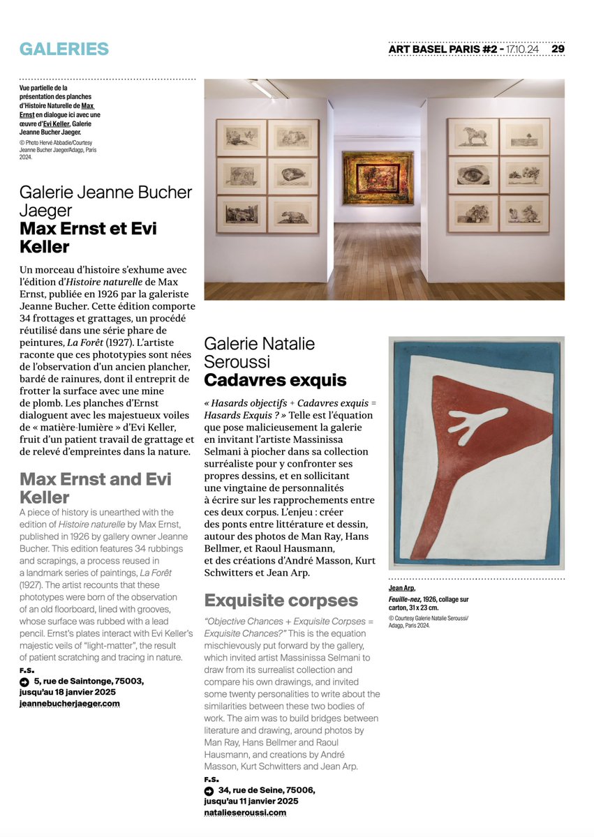 Jeanne Bucher Jaeger / 2025 - 100ème anniversaire (@jbucherjaeger) on Twitter photo Max Ernst & Evi Keller <a href="/Quotidiendelart/">Quotidien de l'Art</a> 17.10.24
#artbasel #2 #surrealisme
<a href="/ComiteGaleries/">Comité Professionnel des Galeries d'Art (CPGA)</a> <a href="/CentrePompidou/">Centre Pompidou</a> Max Ernst & Evi Keller <a href="/Quotidiendelart/">Quotidien de l'Art</a> 17.10.24
#artbasel #2 #surrealisme
<a href="/ComiteGaleries/">Comité Professionnel des Galeries d'Art (CPGA)</a> <a href="/CentrePompidou/">Centre Pompidou</a>