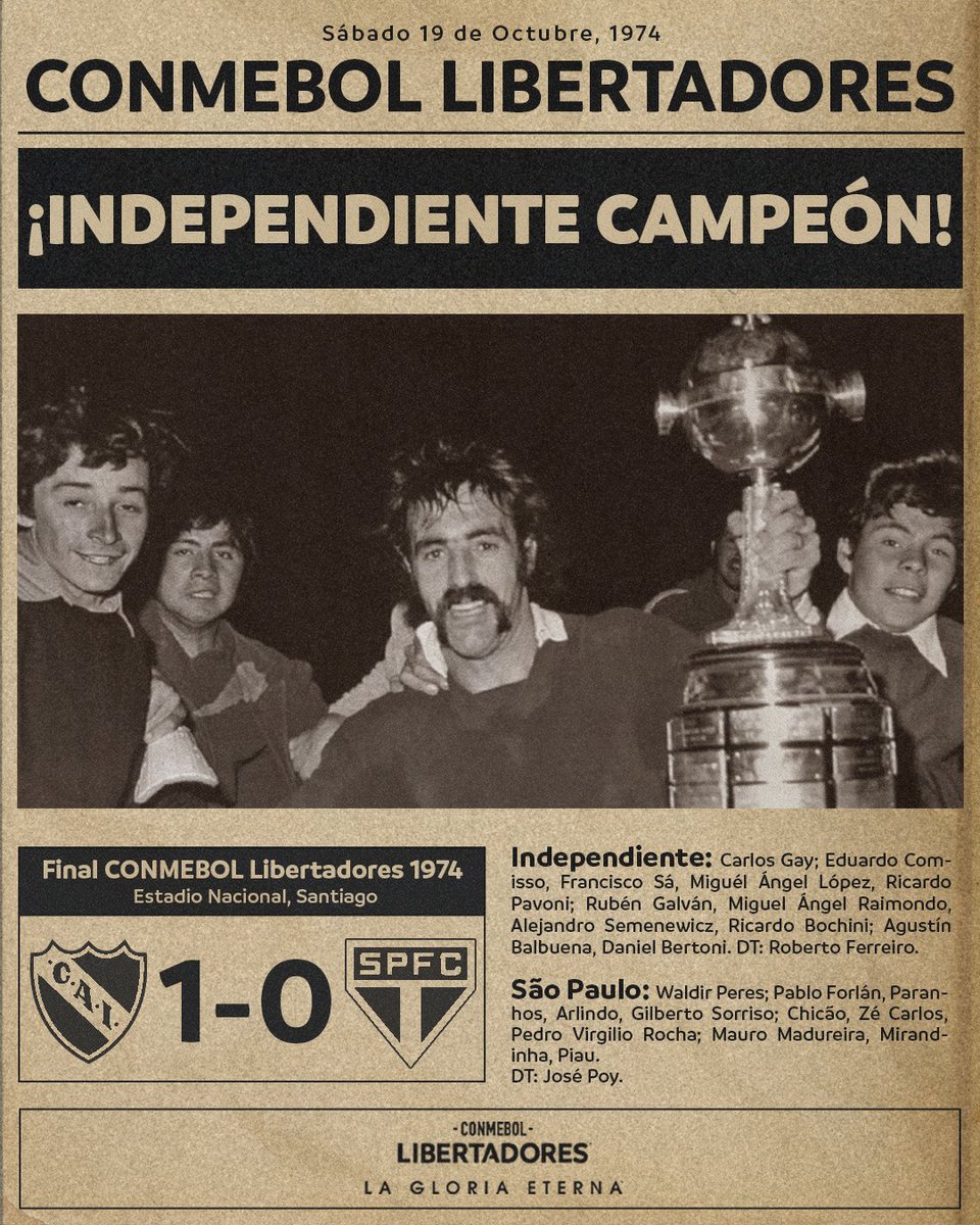 CONMEBOL Libertadores (@libertadores) on Twitter photo 🔴 ¡A 5⃣0⃣ años de la quinta de <a href="/Independiente/">C. A. Independiente</a>!
🏆🔙 Un día como hoy, el Rojo se consagró campeón de la CONMEBOL #Libertadores ante #SaoPaulo.
#GloriaEterna 🔴 ¡A 5⃣0⃣ años de la quinta de <a href="/Independiente/">C. A. Independiente</a>!
🏆🔙 Un día como hoy, el Rojo se consagró campeón de la CONMEBOL #Libertadores ante #SaoPaulo.
#GloriaEterna