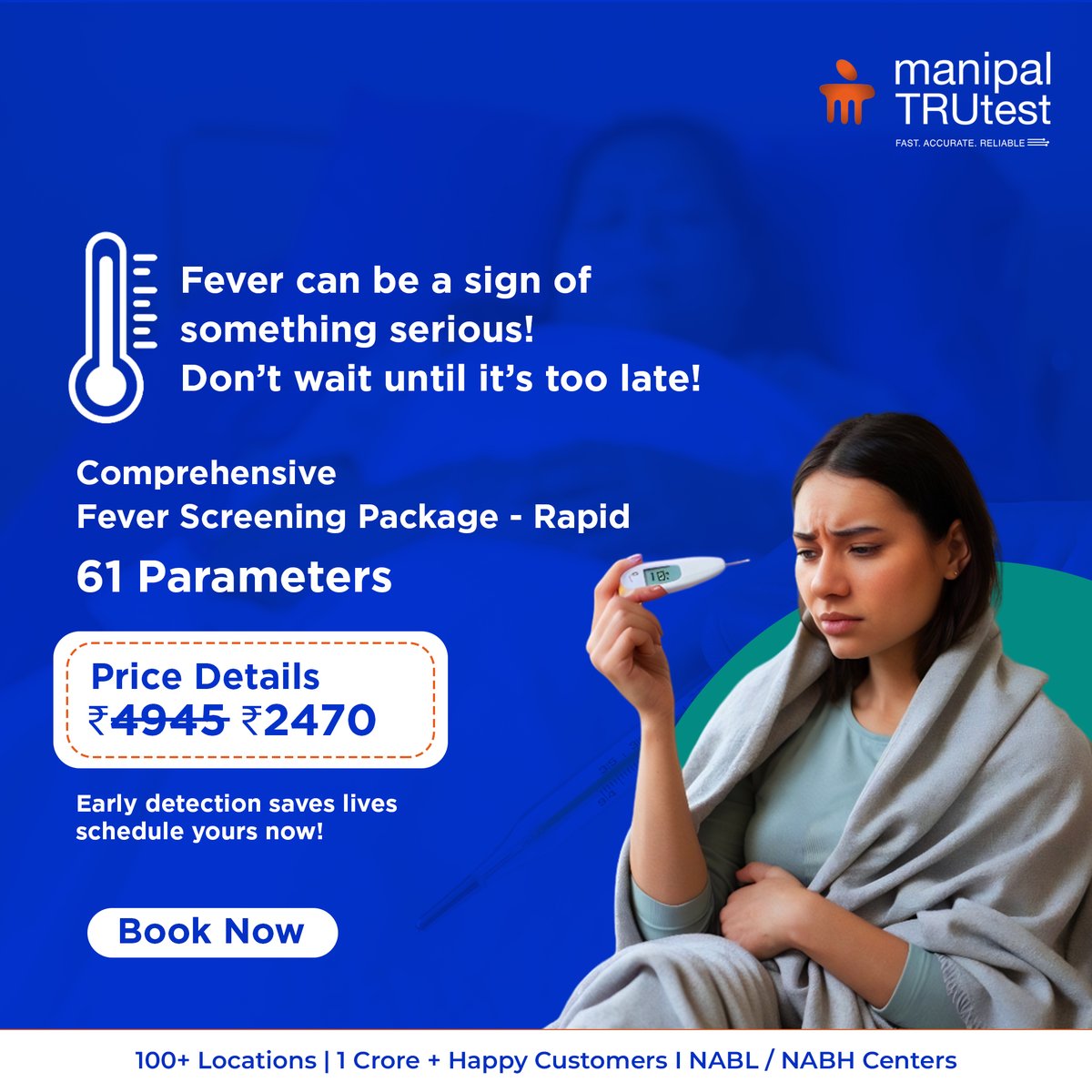 manipalTRUtest's tweet image. Feeling feverish? Don’t ignore it—it could be a sign of something serious. Get ahead of potential health issues with our Comprehensive Fever Screening. Book your test today and stay safe, stay healthy!

Book now: bit.ly/46Qv0cX

#ManipalTRUtest #FeverScreening