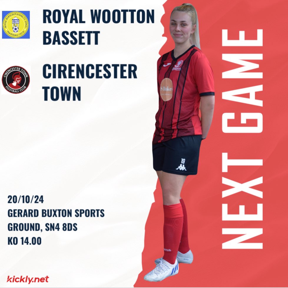 Cirencester Town Ladies (@towncirencester) on Twitter photo A big game this Sunday as face local rivals Royal Wootton Bassett. This will be one to watch with both teams fancying the 3 points 🔴⚫️ all support welcome. <a href="/CirenTownFC/">Cirencester Town FC</a> A big game this Sunday as face local rivals Royal Wootton Bassett. This will be one to watch with both teams fancying the 3 points 🔴⚫️ all support welcome. <a href="/CirenTownFC/">Cirencester Town FC</a>