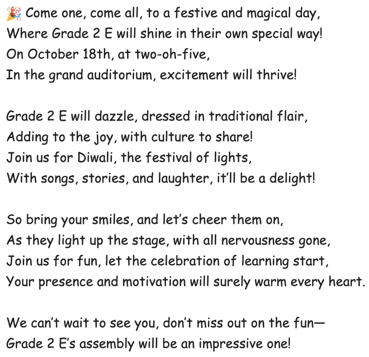 paulabaxter67's tweet photo. Our students @oismumbai always push the boat out with their on-stage performances, but I'm rather excited by this invitation that landed in my inbox! #CelebrationofLearning #StudentLed #assembly https://t.co/83TYA83sX1