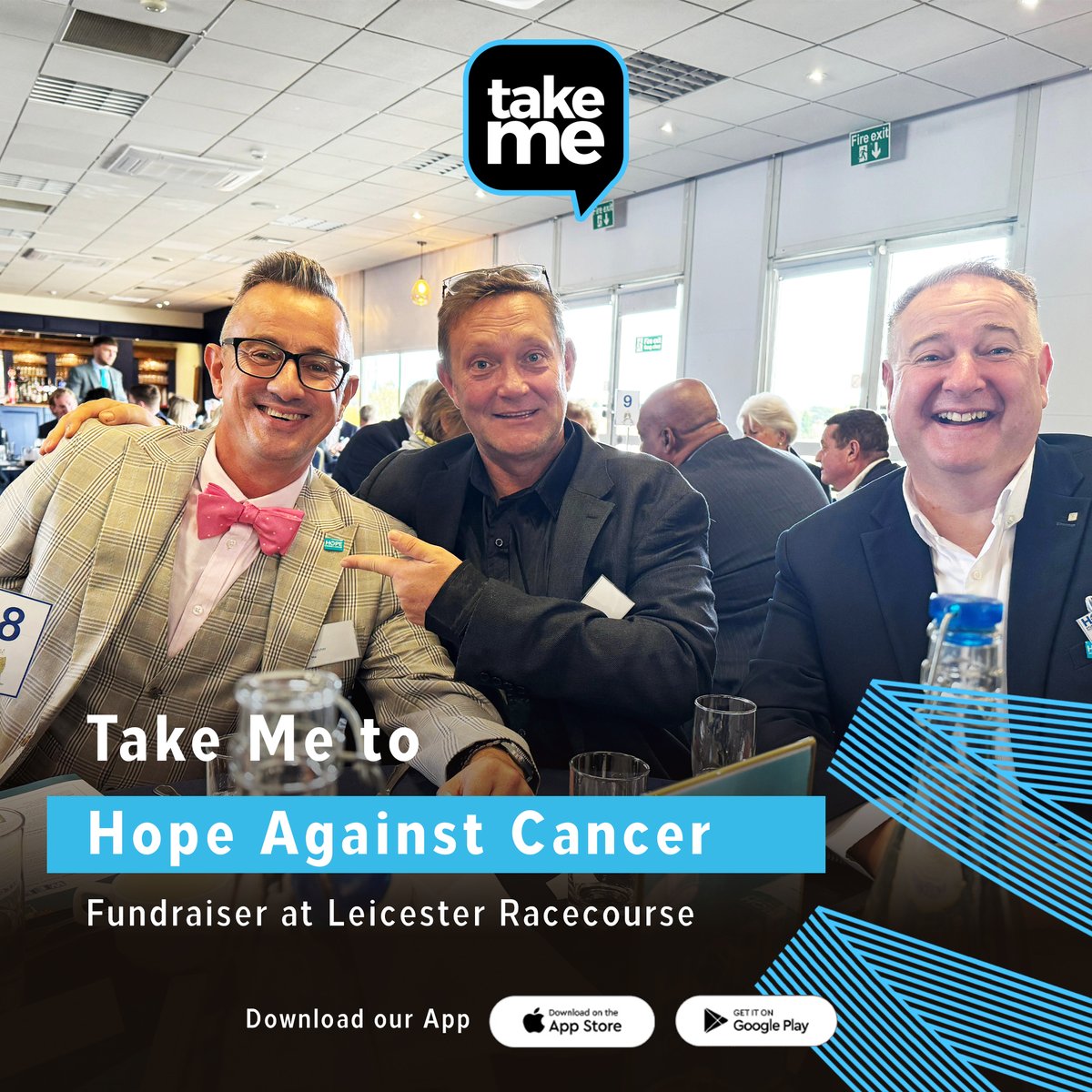 Take Me to the Hope Against Cancer Fundraiser! 🤩

David, Chris and Ash are showing their support for Hope Against Cancer and meeting some great people who are helping fight the cause! 

Well done team!

#hopeagainstcancer #takeme #leicesterracecourse #fundraiser