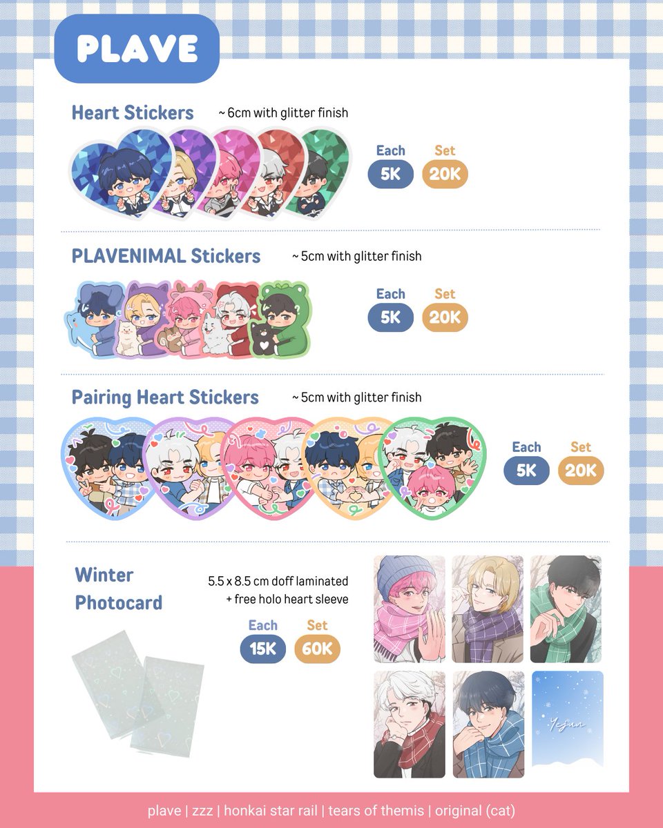 chamomilac's tweet photo. OPEN PO #comifuro19 Batch 2💙
🐥 Booth H-59 both days

DEADLINE PO
🗓️ Phonestrap &amp; totebag: 17-20 Okt
🗓️ Lainnya: 17-22 Okt
⭐️ Link PO
https://t.co/VKaaEDSRVU

plave ⟡ cats ⟡ honkai star rail hsr ⟡ zenless zone zero zzz ⟡ tears of themis tot ⟡ genshin
#cf19 #cf19catalogue https://t.co/5b1IYaUi4b