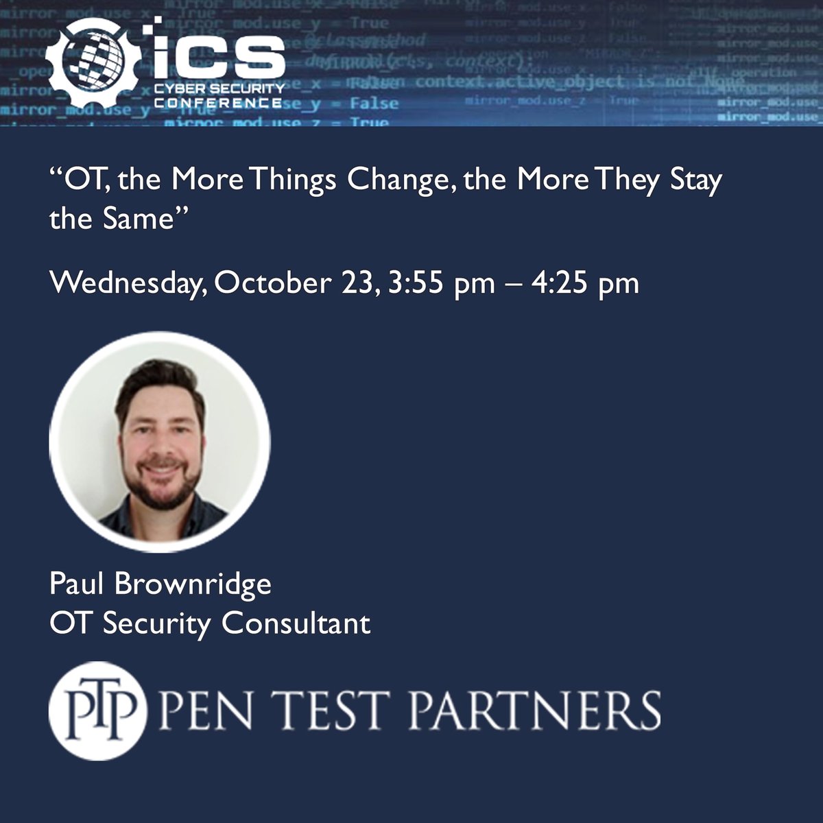 Pen Test Partners (@pentestpartners) on Twitter photo Catch Paul Brownridge at <a href="/SecurityWeek/">SecurityWeek</a>'s ICS Cyber Security  Conference in Atlanta, United States, discussing why OT security failures persist despite tech advancements. 🤔
He will cover how critical infrastructure and maritime still face security challenges, compounded by the Catch Paul Brownridge at <a href="/SecurityWeek/">SecurityWeek</a>'s ICS Cyber Security  Conference in Atlanta, United States, discussing why OT security failures persist despite tech advancements. 🤔
He will cover how critical infrastructure and maritime still face security challenges, compounded by the