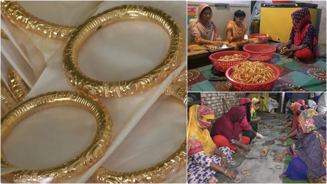 দেশ-বিদেশে কদর বাড়ছে নওগাঁয় তৈরি পিতলের চুড়ির