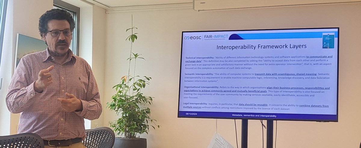 fairimpact_eu's tweet image. What are the different layers of #datainteroperability? How to define the conditions to ensure this can be done between different institutions in a FAIR manner. What are the recommendations from #EOSC? Join us at @DANS_knaw_nwo 3rd floor room v8, during the FAIR-IMPACT Roadshow🇳🇱