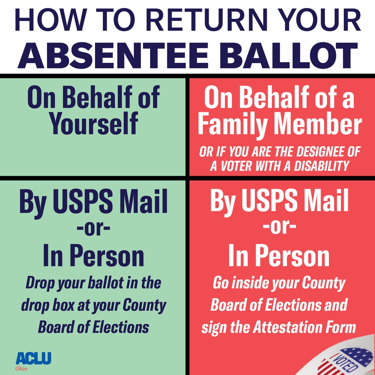 acluohio's tweet photo. This week, the Ohio Supreme Court upheld limitations on who can use drop boxes to return absentee ballots. 

Here's what you need to know ⤵️ https://t.co/U7hGT2oJVp