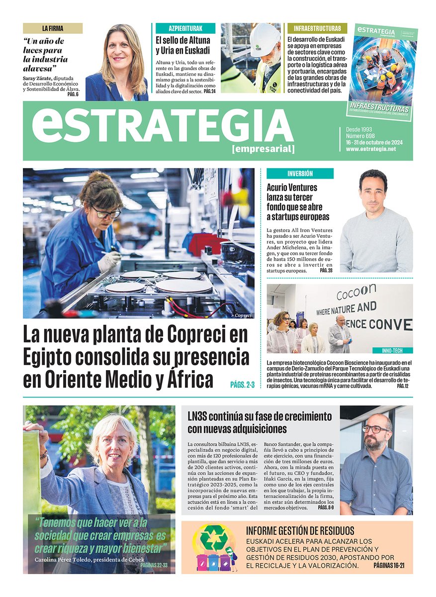 Copreci features the front page of Estrategia Empresarial
Copreci  expects to manufacture 10 million gas cooker safety valves a year at  its new plant in Egypt. 
estrategia.net/noticias/copre…