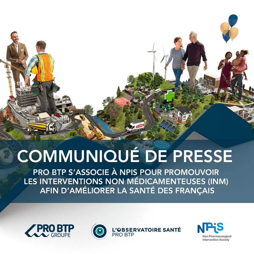 ✍[#COMMINIQUEDEPRESSE] <a href="/PROBTP_Groupe/">PRO BTP Groupe</a> s'associe à <a href="/npisociety/">NON-PHARMACOLOGICAL INTERVENTION SOCIETY</a> pour promouvoir les Interventions Non Médicamenteuses (INM) afin d’améliorer la santé des Français. Pour retrouver le communiqué de presse, c'est ici 👉eqrco.de/a/3aj3zA
#santé #INM