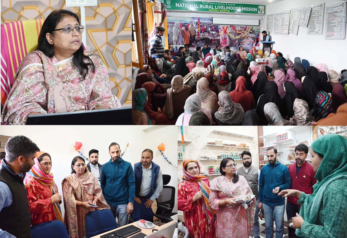 Informationspn's tweet photo. Dr. Shubhra Sharma, Mission Director, JK Rural Livelihoods Mission conducts extensive tour of  Shopian,

Held Interaction with Cadre and Self Help Groups, Inaugurates Computer Lab at DMMU Shopian
@OfficeOfLGJandK @diprjk 
@dmshopian @DAY_NRLM 
@NrlmShopain @ddnewsSrinagar https://t.co/kNVjohLCyA