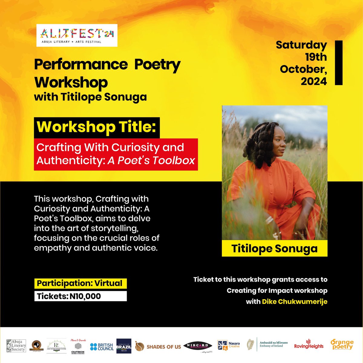 alitfest's tweet photo. INVEST in your Art form. 🫶🏾
Join three globally esteemed poets and editors for exclusive workshops on crafting with curiosity and authenticity, elevating your craft and securing your place at the table!
#AlitFest24
#theartofidentity https://t.co/r6E8AInHBl