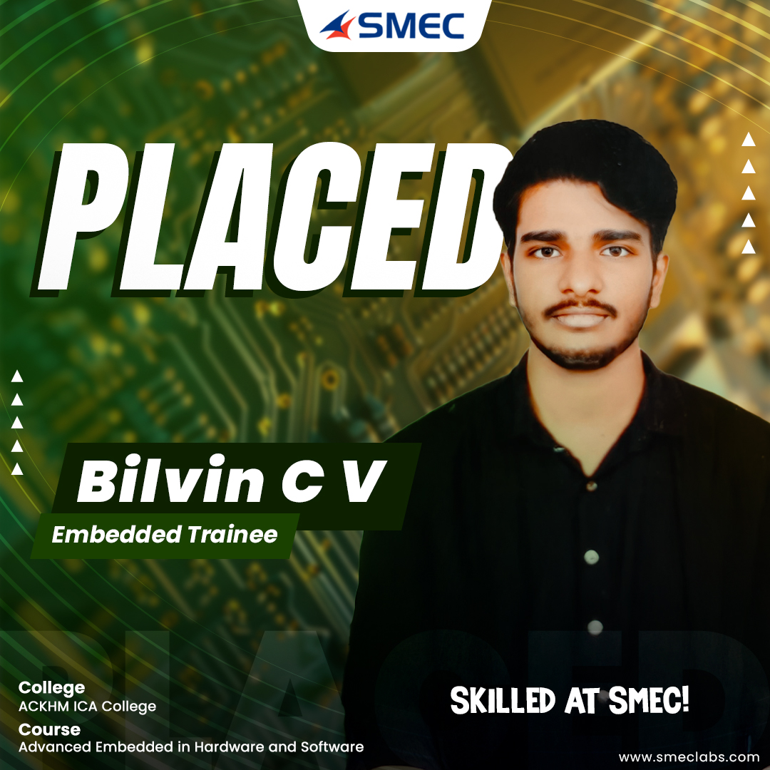 SMEClabs's tweet image. ⚡Bilvin breaks through Career Barriers⚡
Bilvin C V Achieved a significant breakthrough in his career with SMEClabs
at +91 9656227714 or visit smeclabs.com/embedded-syste…. 🌟
Feel free to share this with a friend who might be interested! 🚀
#embeddedplacement #technology