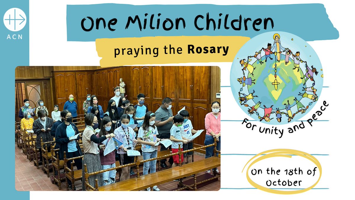 🙏 🌍 One Million Children Praying the Rosary 2024: Join Us Tomorrow!
Join us tomorrow, October 18, 2024, at 7 p.m. (ET) for a virtual prayer event via Microsoft Teams. Registered children, parents, and educators will pray with the ACN Canada team. 
Visit acn-canada.org/one-million-ch….