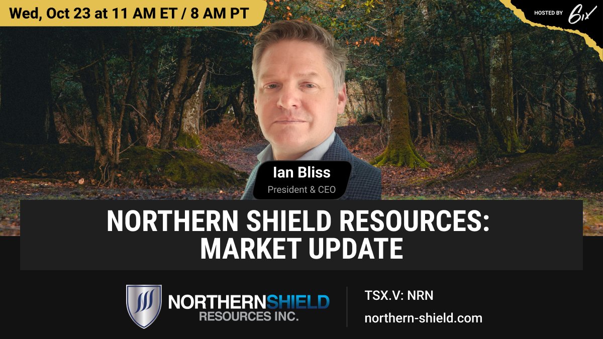 NorthernShield's tweet image. Ian Bliss, President &amp;amp; CEO of $NRN.V, provides a market update on the Root &amp;amp; Cellar Project in Newfoundland, Canada. A live Q&amp;amp;A session follows the presentation.

Register here: bit.ly/48ewVZl