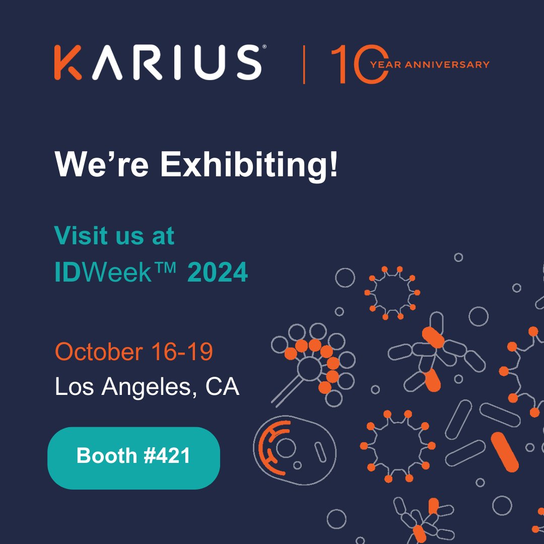 KariusInc's tweet image. @IDWeekmtg is here! If you&apos;re in Los Angeles for one of our favorite events of the year, please stop by Booth #421 to learn more about the latest Karius Test updates and to help us celebrate a decade of diagnostic discoveries. 

#idweek2024 #kariustest